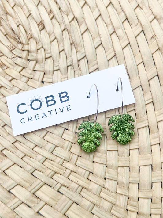 Monstera Leaf Shimmer Earrings
