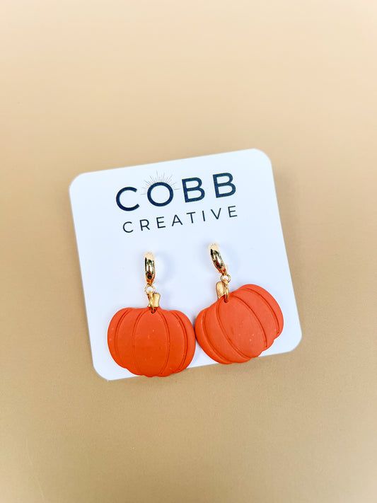 Orange Pumpkin Drop Earrings