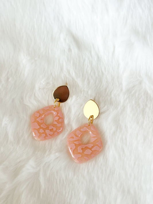 Translucent Pink Leopard Print Earrings