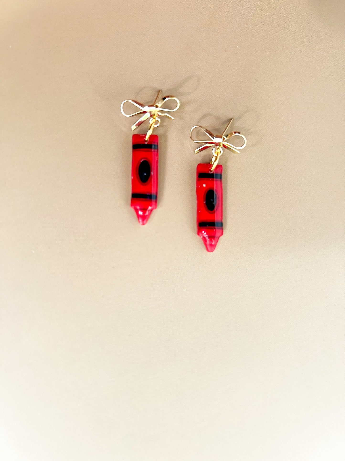 Red Crayon Dangle Earrings