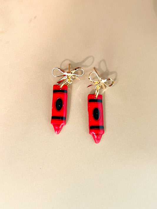 Red Crayon Dangle Earrings