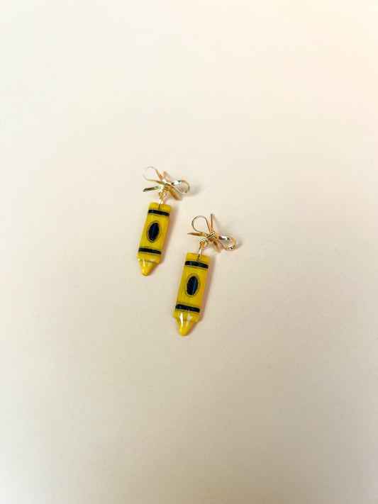 Yellow Crayon Dangle Earrings