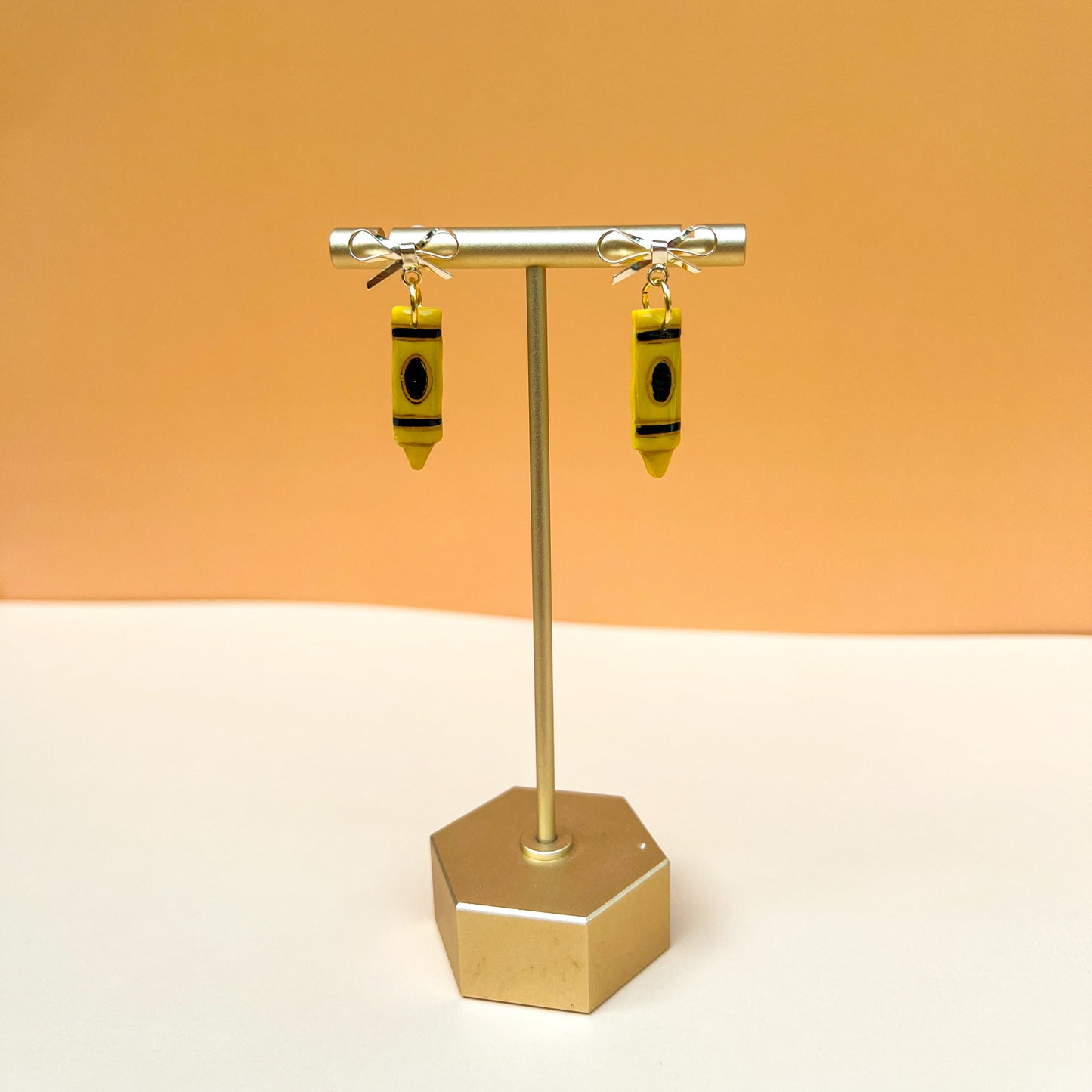 Yellow Crayon Dangle Earrings