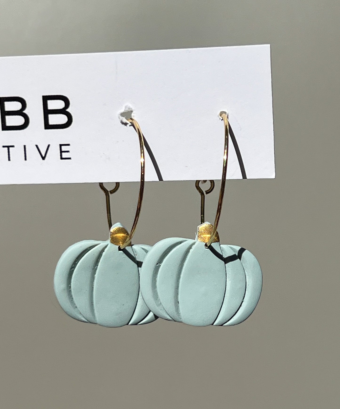 Mint Pumpkin Hoop Earrings