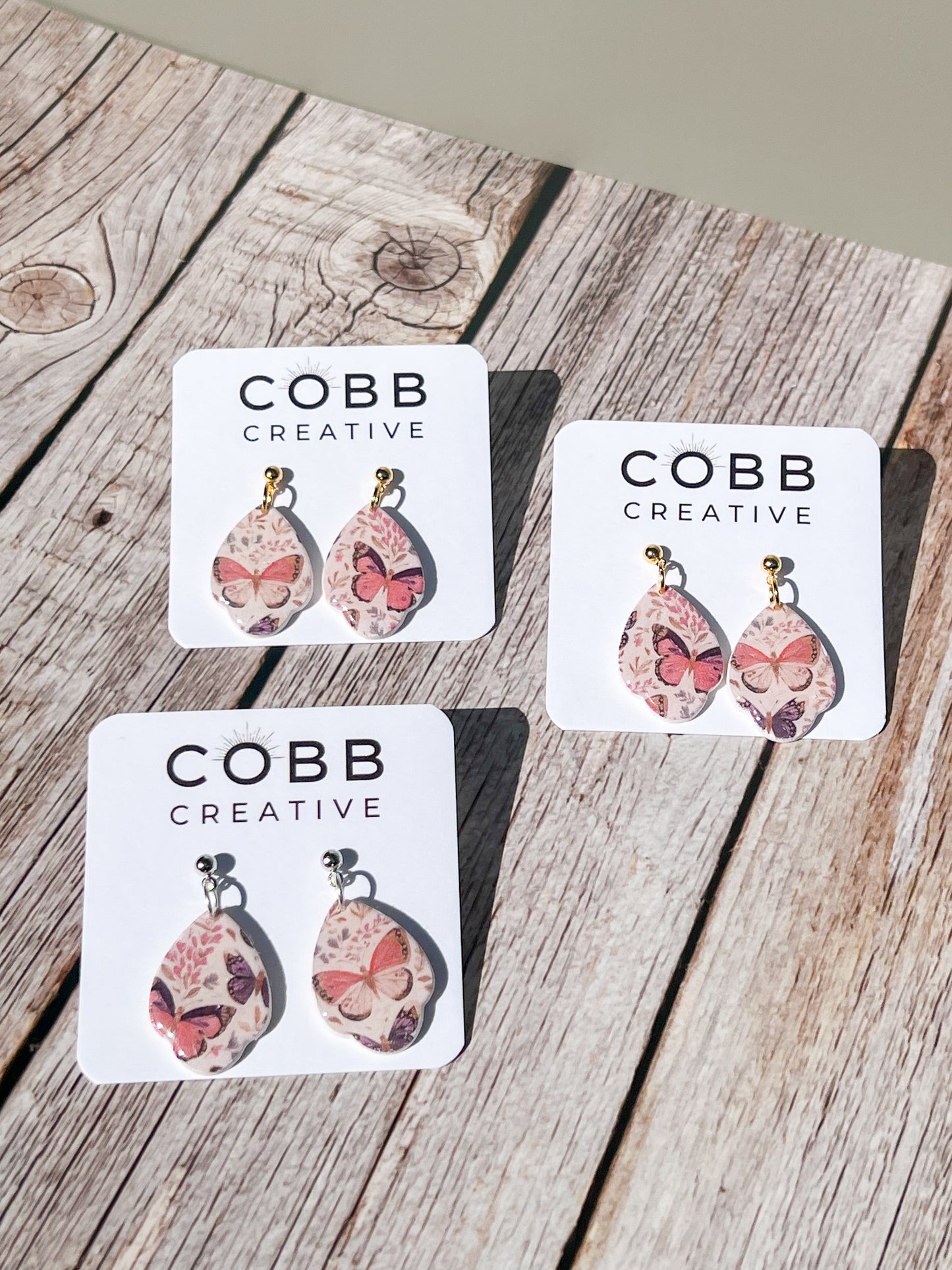 Pink Butterfly Garden Earrings