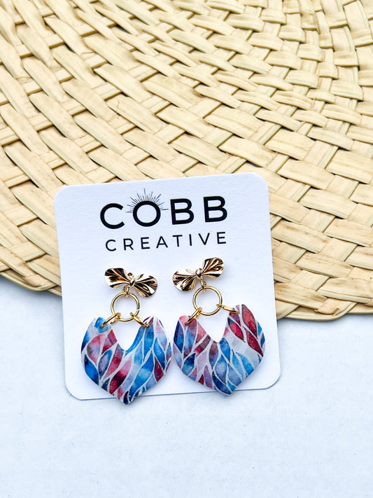 Fragmented Colors Bow Stud Earrings