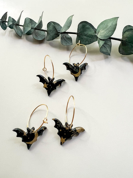 Celestial Bat Hoop Earrings