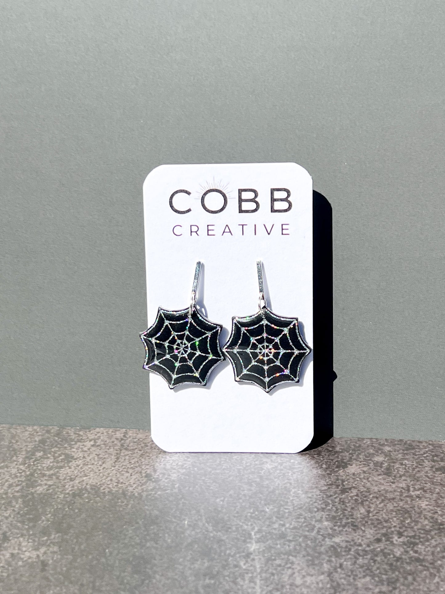 Black Spooky Spiderweb Earrings