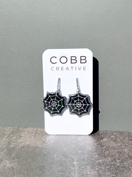 Black Spooky Spiderweb Earrings