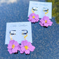 Purple Flower Leverback Earrings