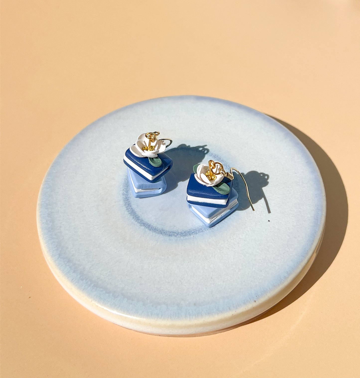 Beautiful Blue Book Stack Hook Earrings