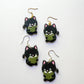 Black Reading Cat Hook Earrings