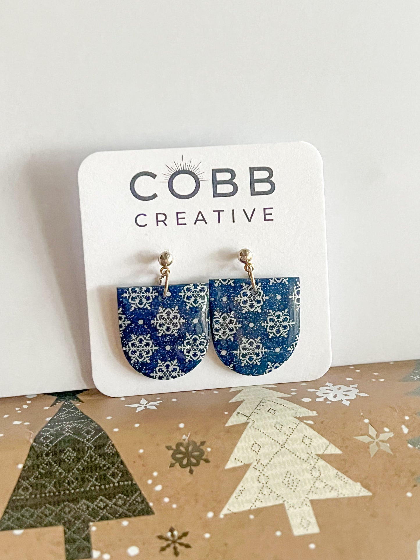 Blue Snowflake Drop Earrings
