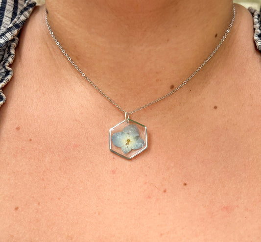 Small Blue Hydrangea Necklace