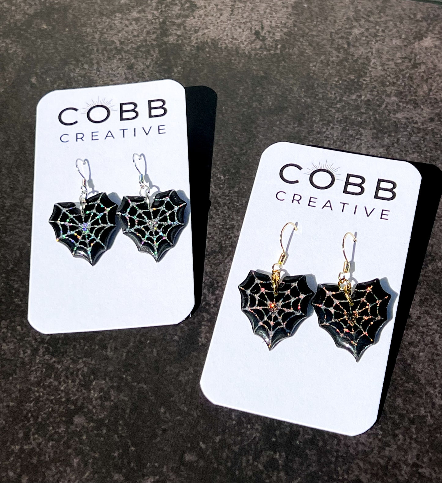 Black Spiderweb Heart Hook Earrings