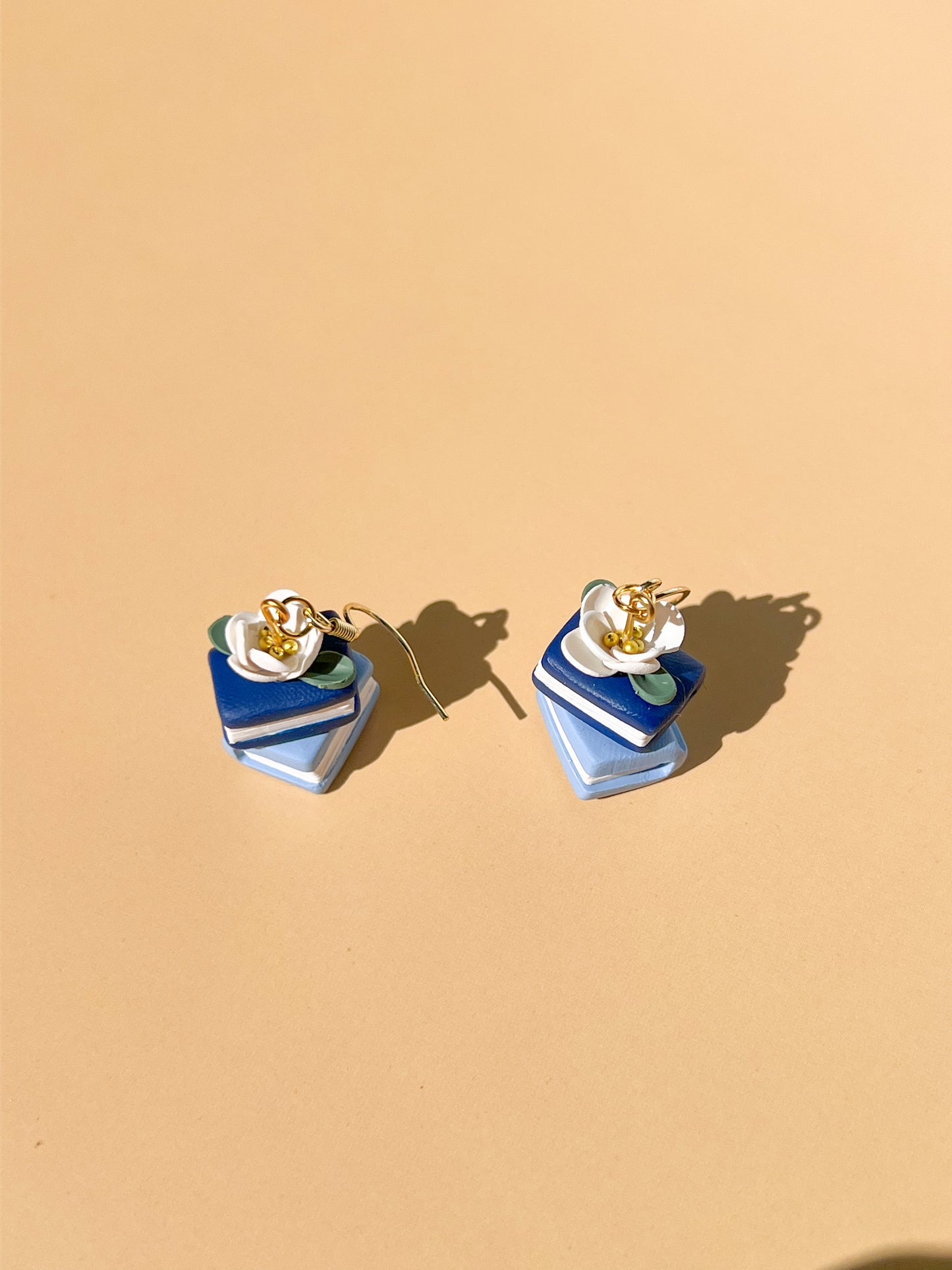 Beautiful Blue Book Stack Hook Earrings