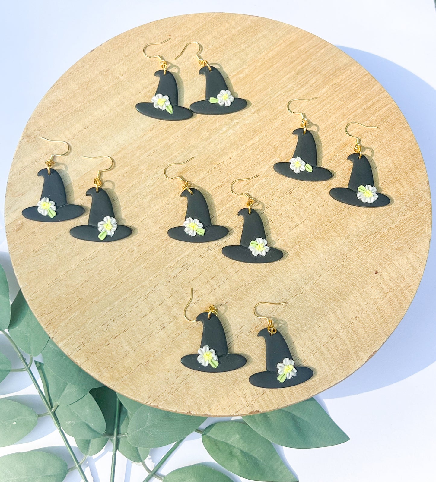 Floral Witch Hat Earrings