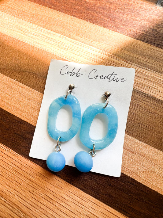 Blue Donut Drop Earrings