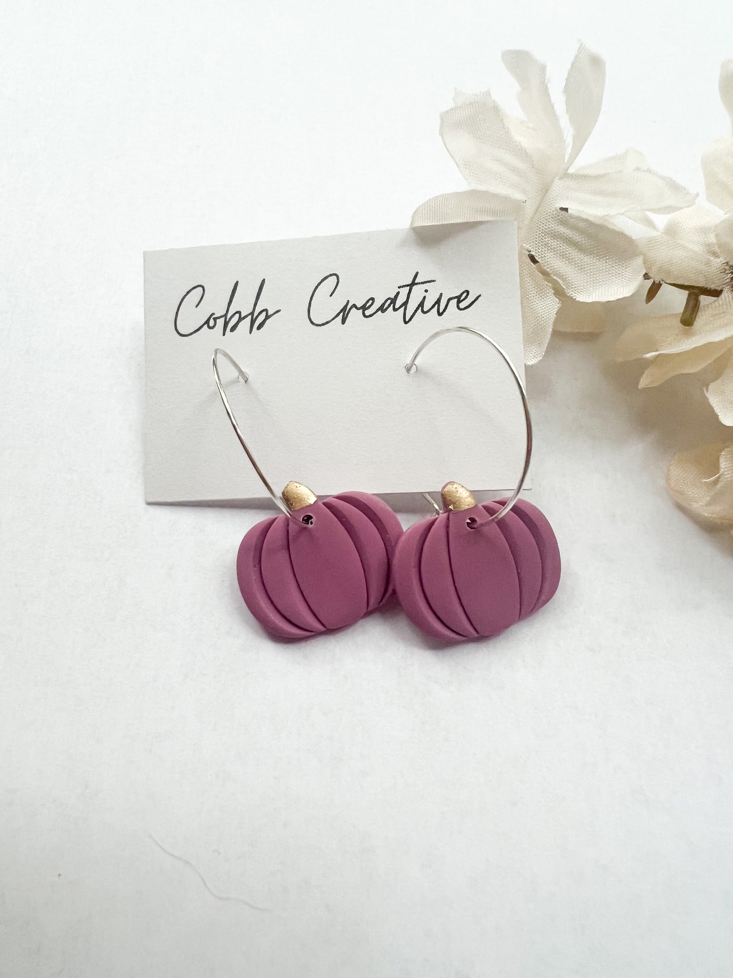 Purple Pumpkin Hoop Earrings