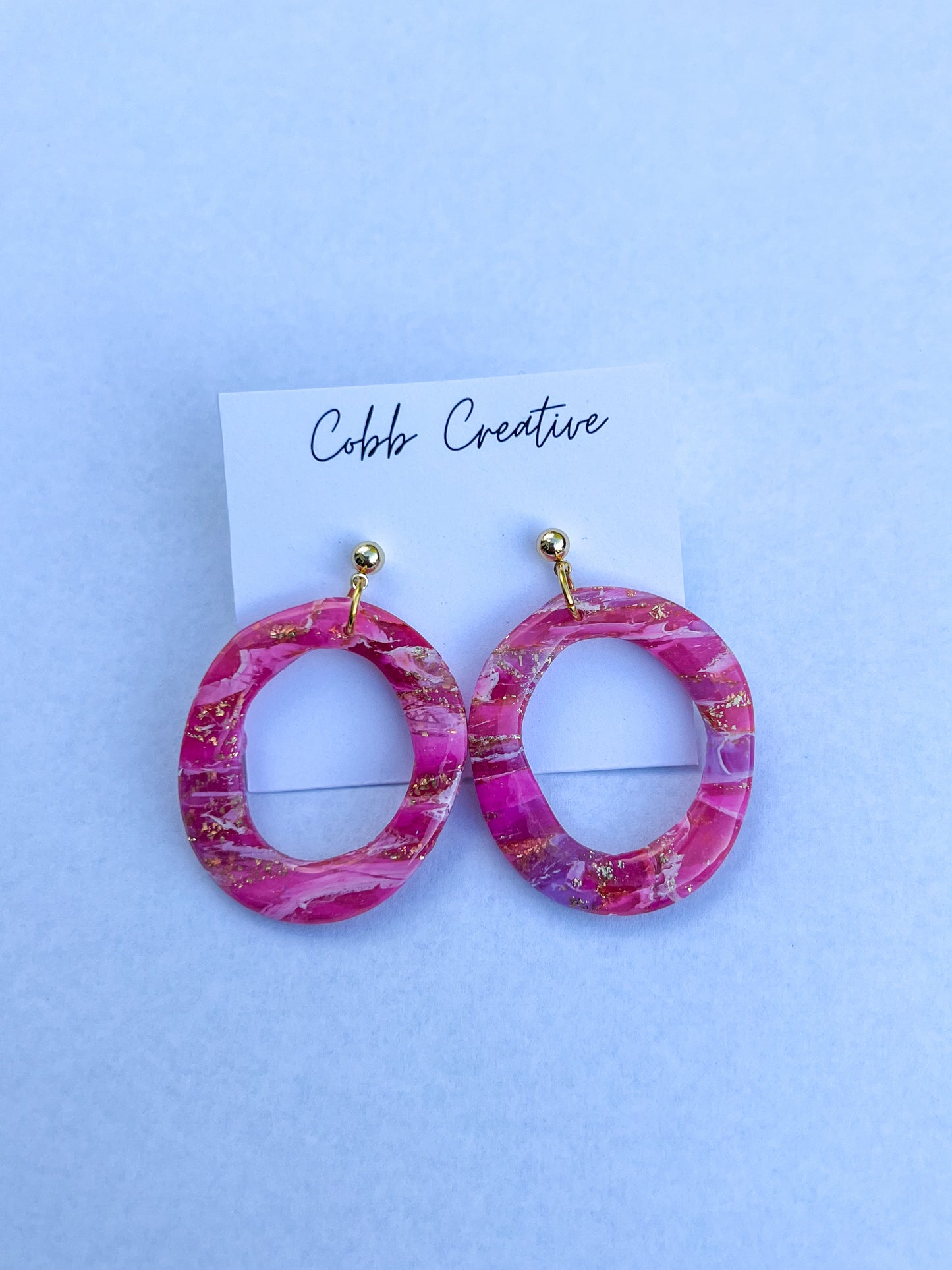 Fuchsia Donut Shaped Earrings