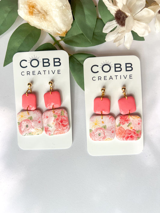 Petal Blush Square Earrings