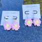 Pink Flower Hook Earrings