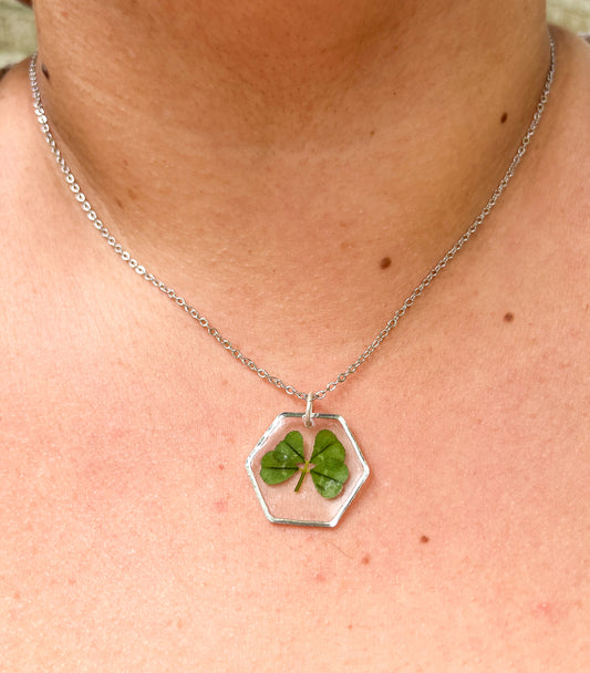 Silver Four Leaf Clover Necklace