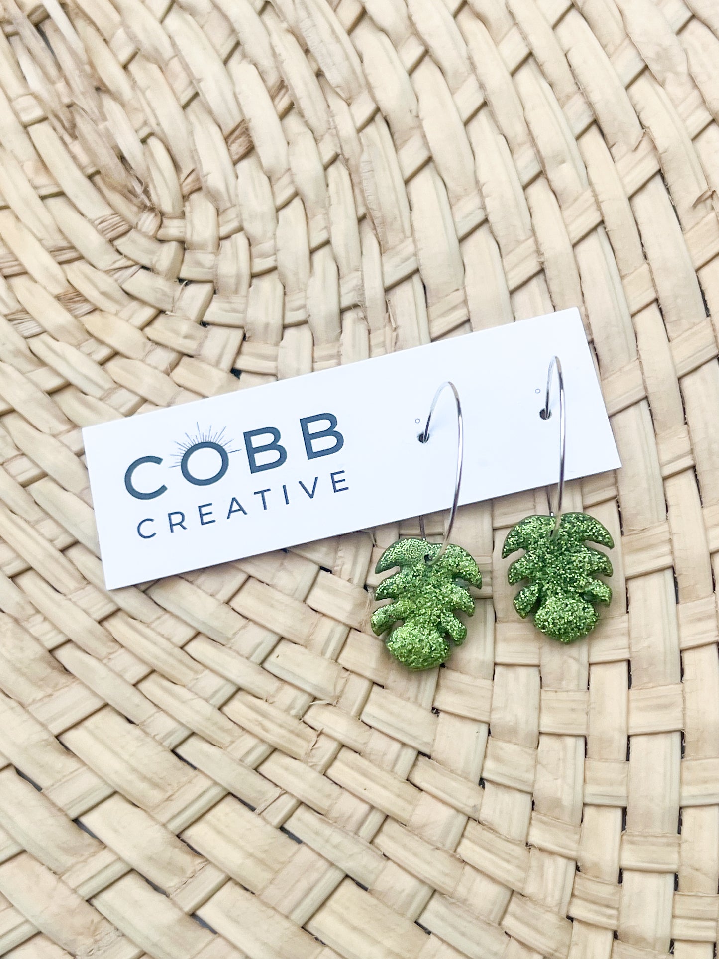 Monstera Leaf Shimmer Earrings