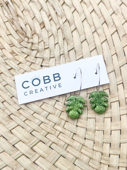Monstera Leaf Shimmer Earrings