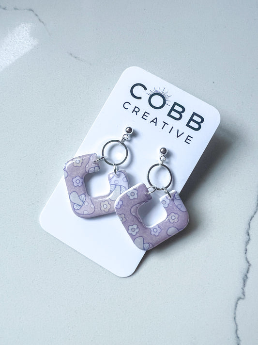 Groovy Purple Mushroom Drop Earrings