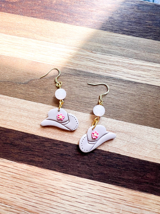 Rose Quartz Cowgirl Hook Earrings