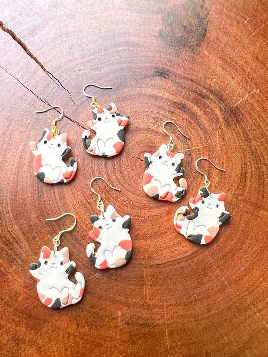 Calico Cat Hook Earrings