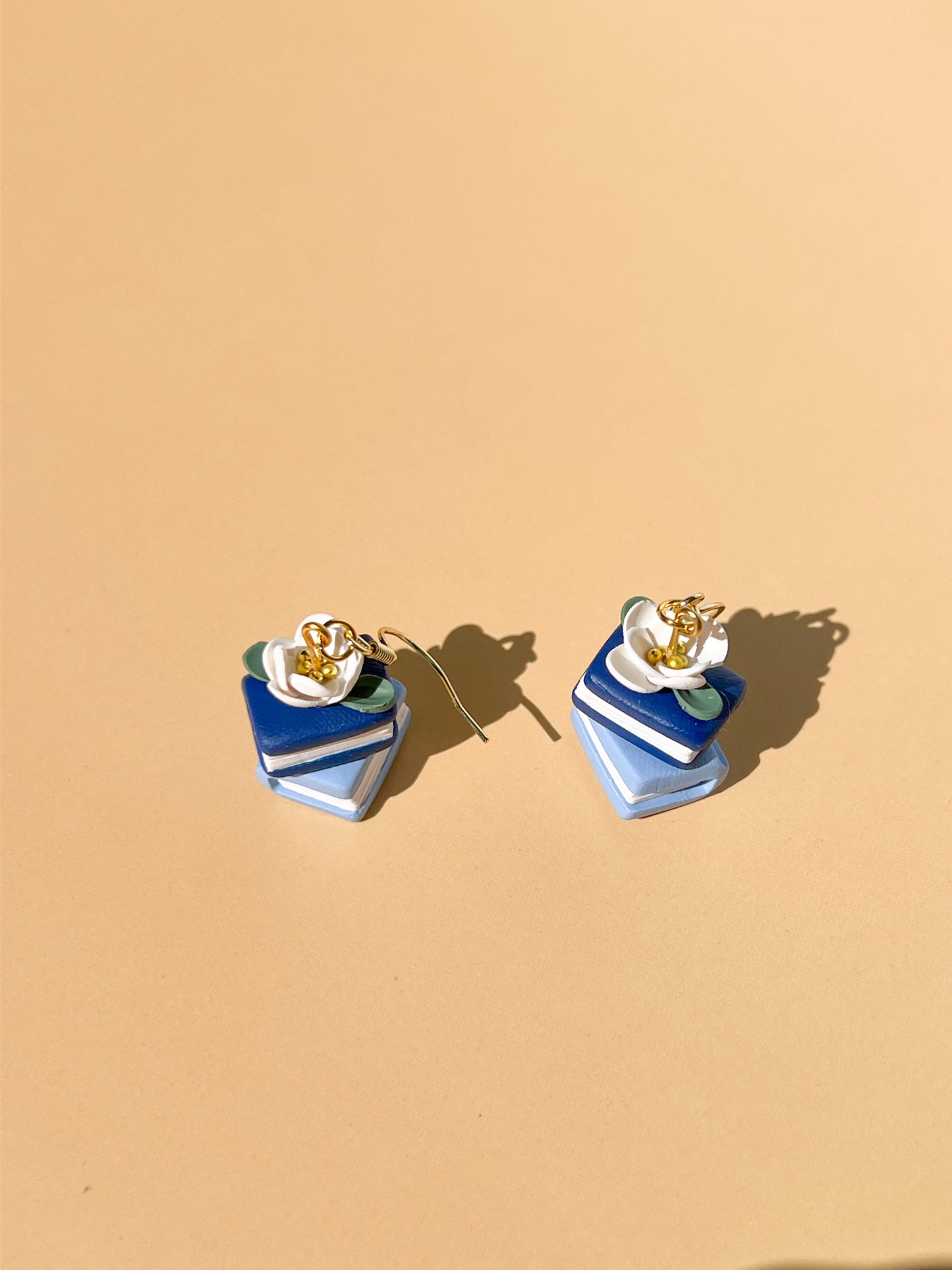 Beautiful Blue Book Stack Hook Earrings