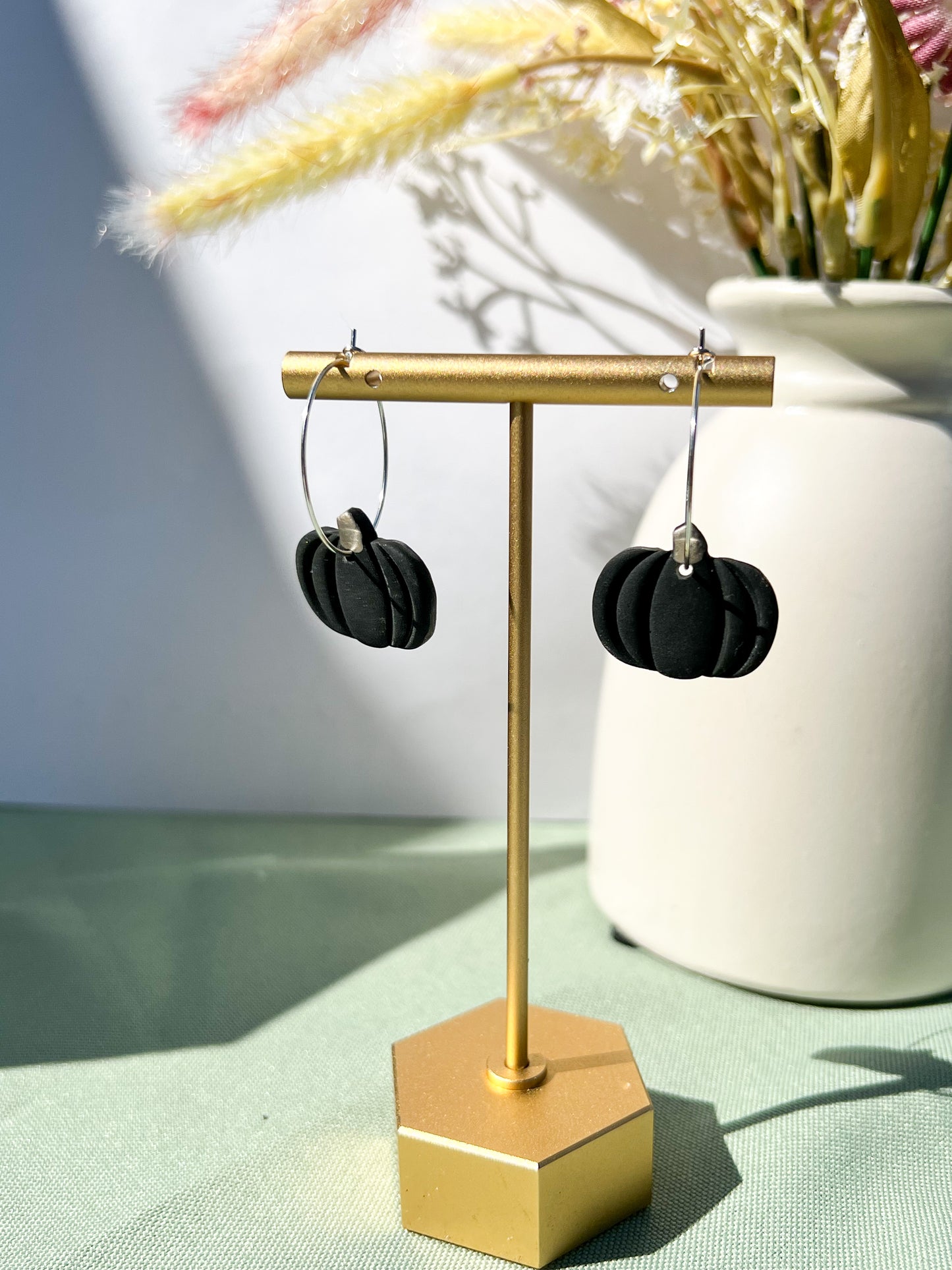 Black Pumpkin Hoop Earrings