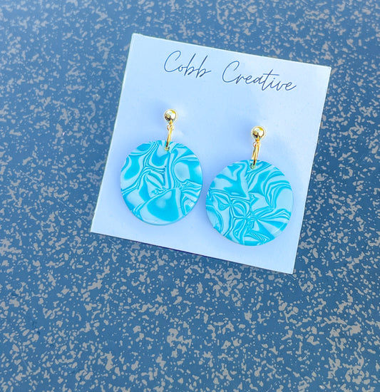 Groovy Blue Round Drop Earrings