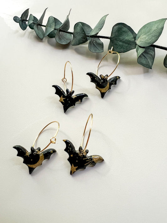 Celestial Bat Hoop Earrings