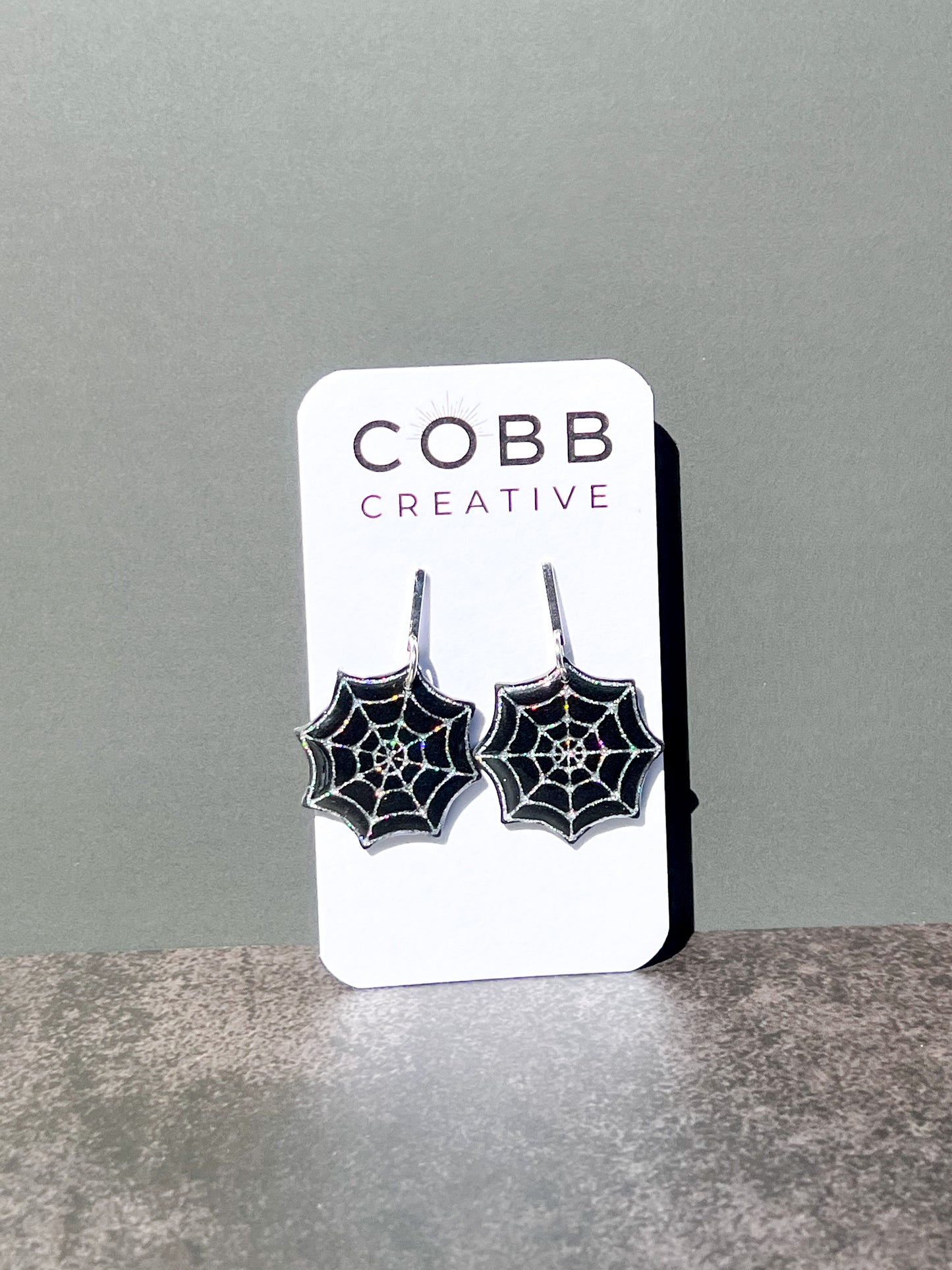 Black Spooky Spiderweb Earrings