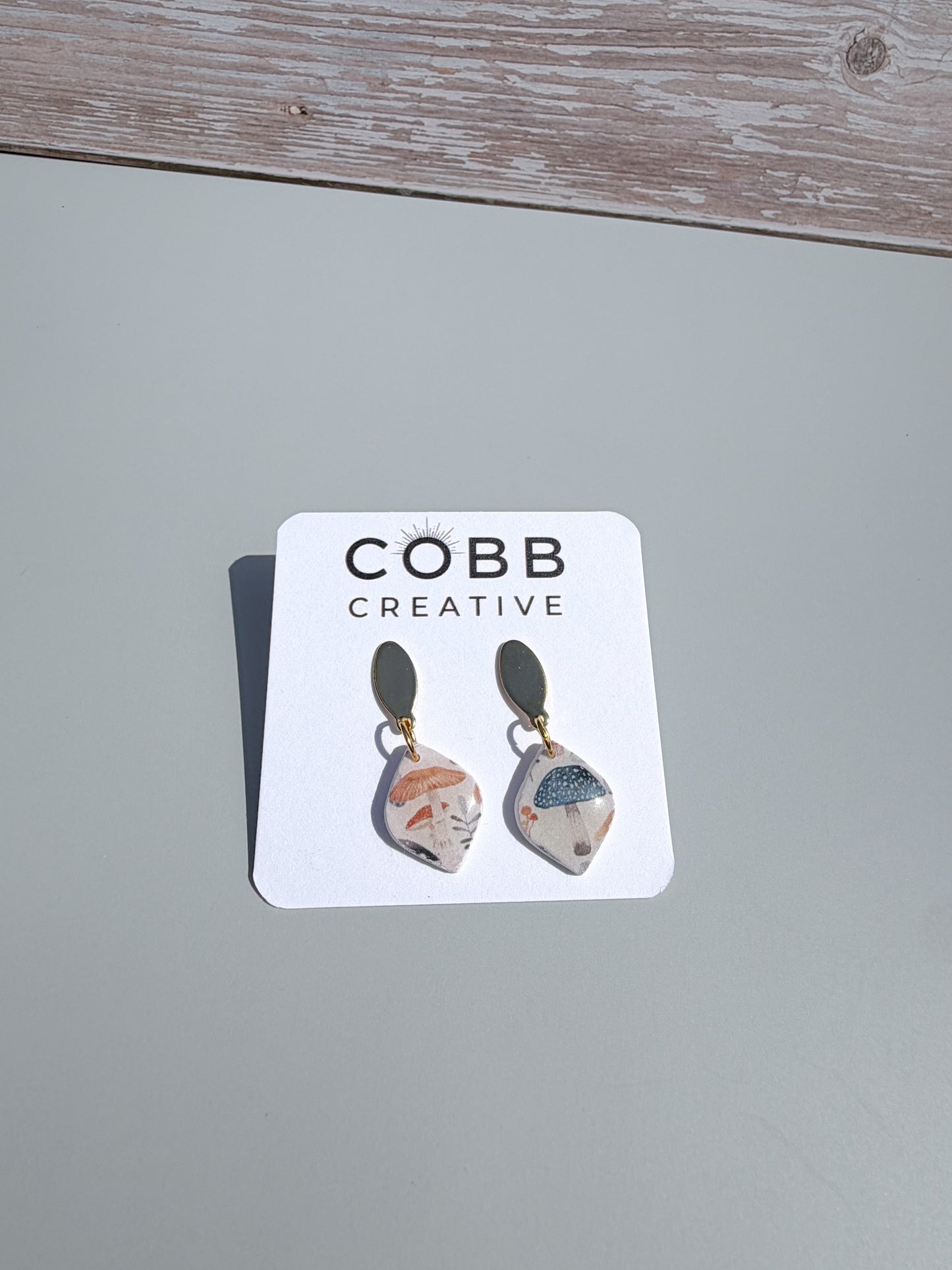 Blue Mushroom Small Earrings