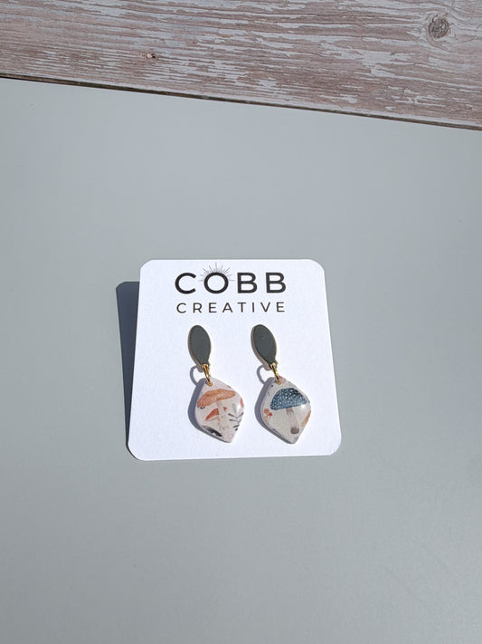 Blue Mushroom Small Earrings