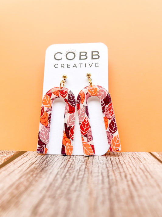 Arch Shaped Fall Leaves Earrings
