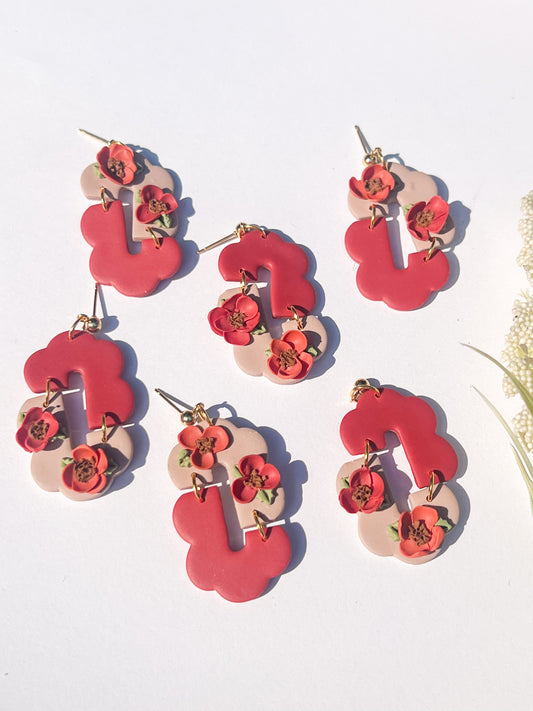 Fall Floral Scalloped Earrings