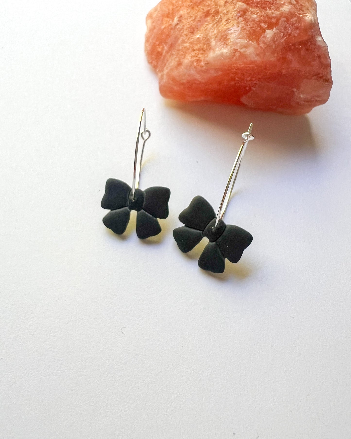 Cute Black Bow Hoop Earrings