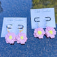 Pink Flower Hook Earrings