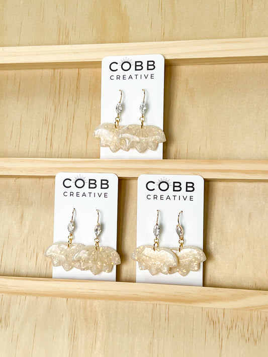 Opal Lotus Hook Earrings