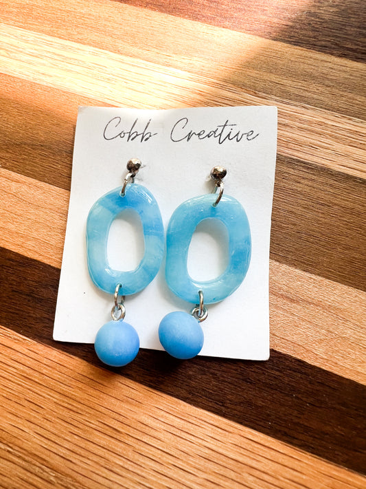 Blue Donut Drop Earrings