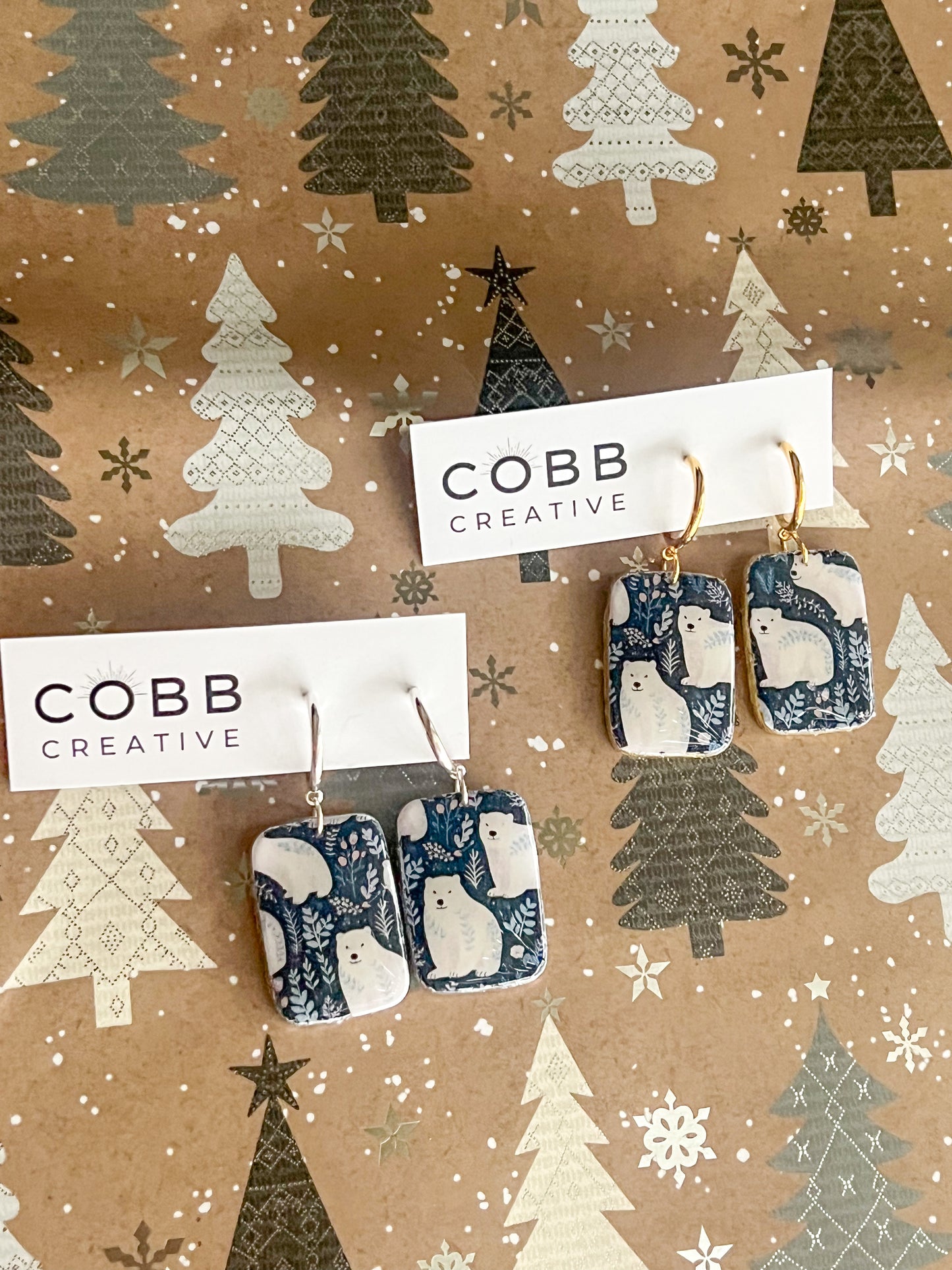 Polar Bear Large Hoop Earrings