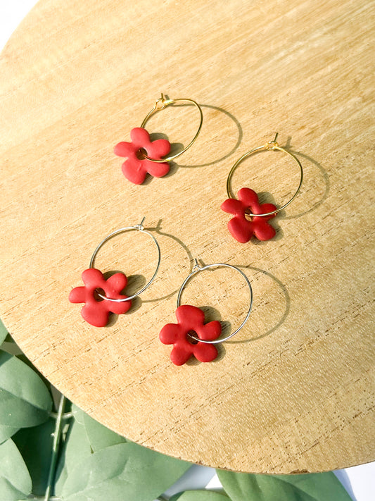 Fall Flower Hoop Earrings