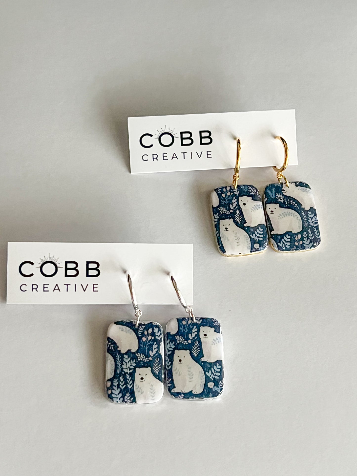 Polar Bear Large Hoop Earrings