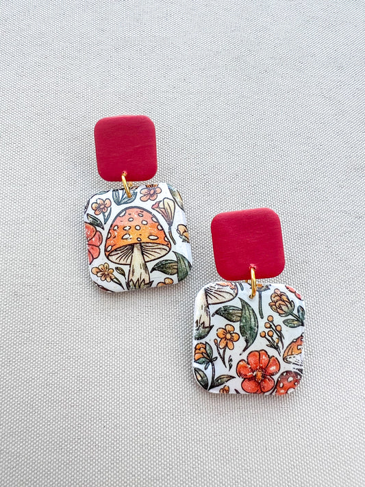 Mellow Mushroom Large Square Drop Earrings