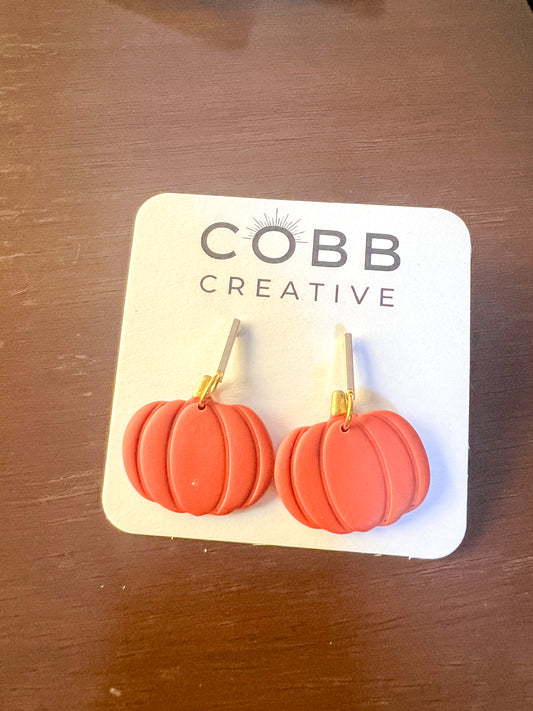 Orange Pumpkin Drop Earrings